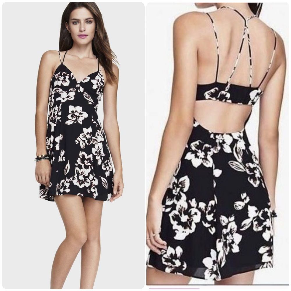 Express Strappy backless Hawaiian floral mini sundress size 8